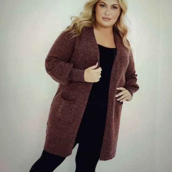 Avenue Sweaters - Avenue Women's Knit Cardigan - color Mulberry-spice 18/20